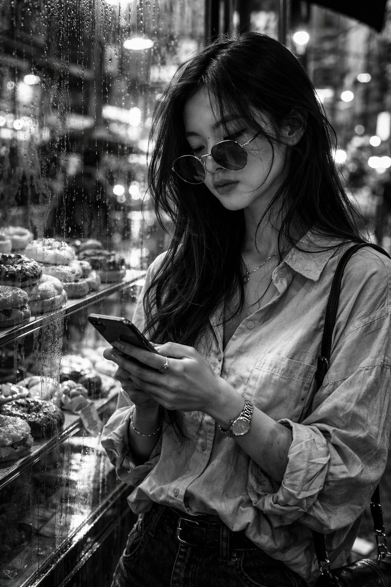 Black and White Street Fashion Snapshot