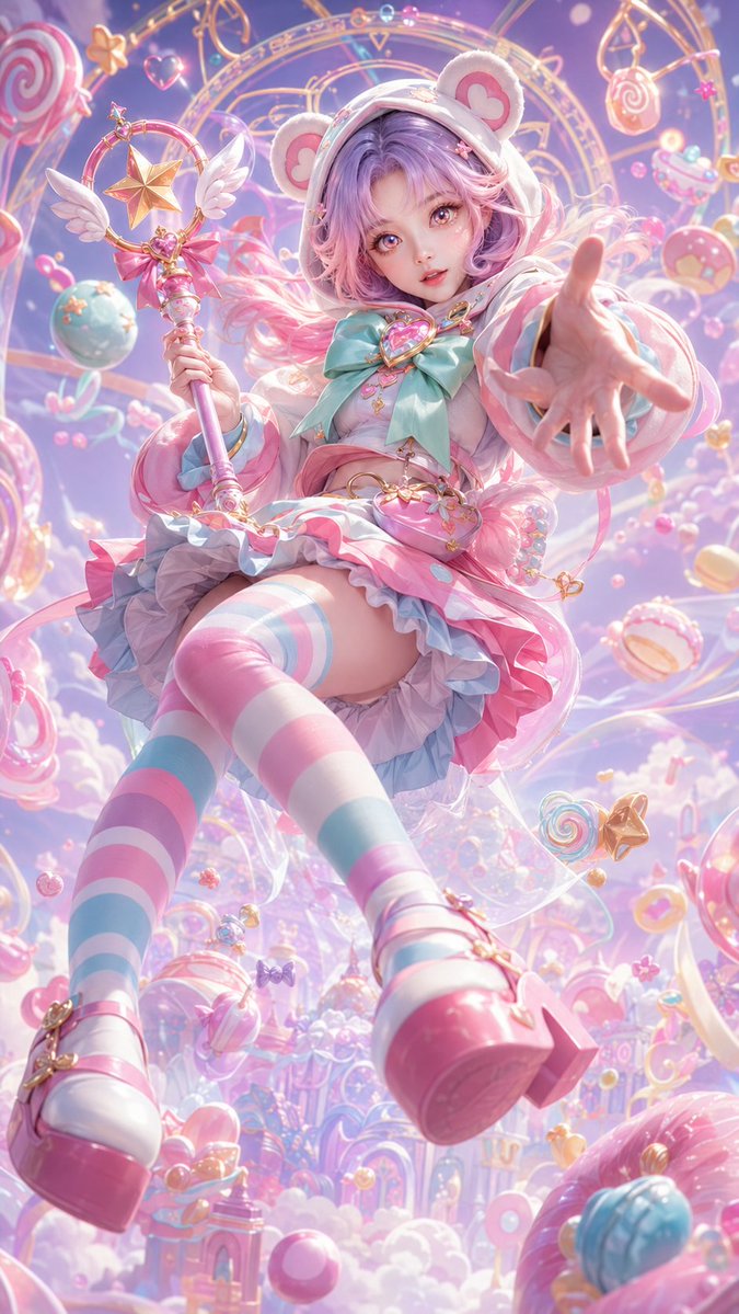 3D CG Candy World Magical Girl Poster