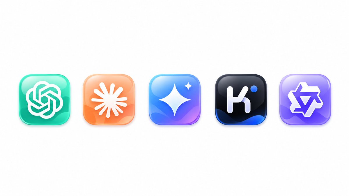 Glossy AI Logo Redesign Row