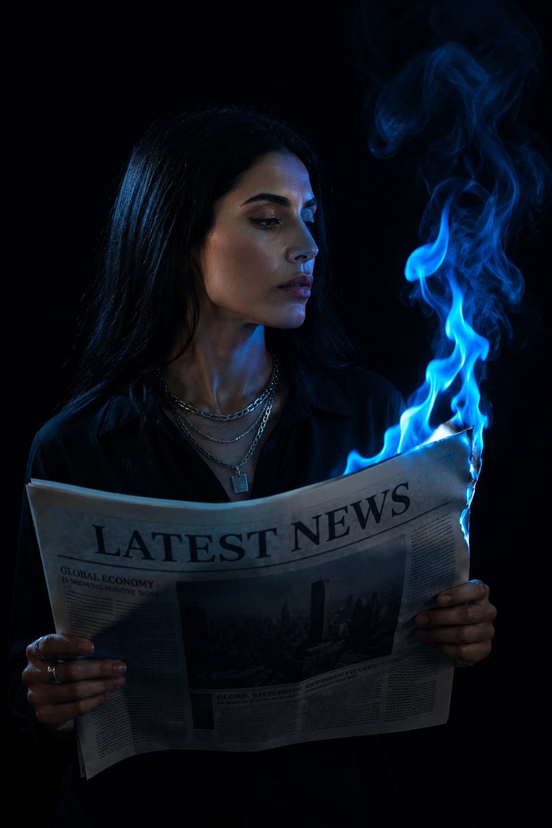 Moody Cinematic Blue Fire Portrait