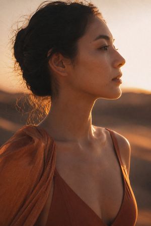 Sunset Desert Portrait AI image template preview