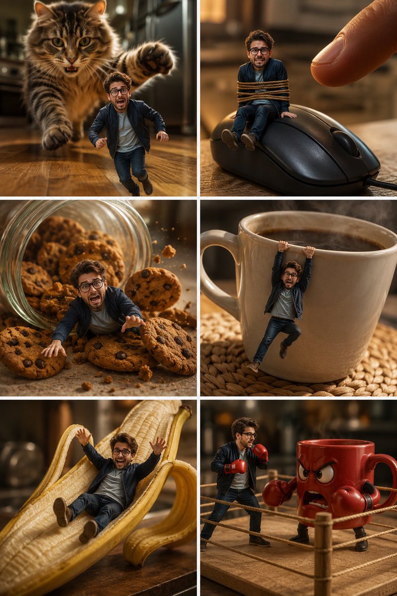 Miniature Man Kitchen Comedy Collage