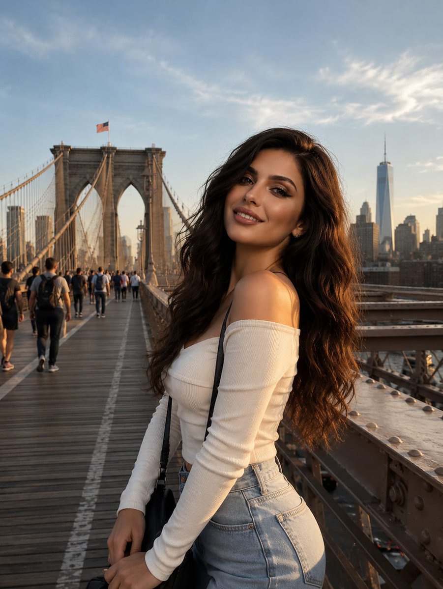 Forced Perspective Brooklyn Bridge Portrait reference image 1