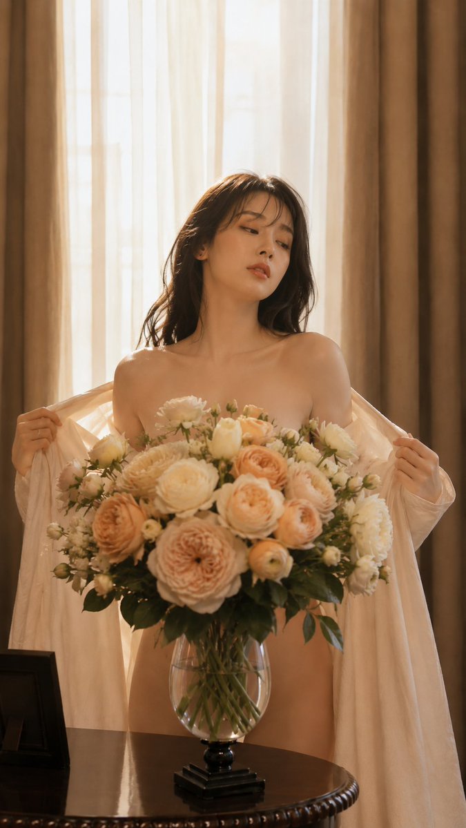 Elegant Floral Portrait with Morning Light