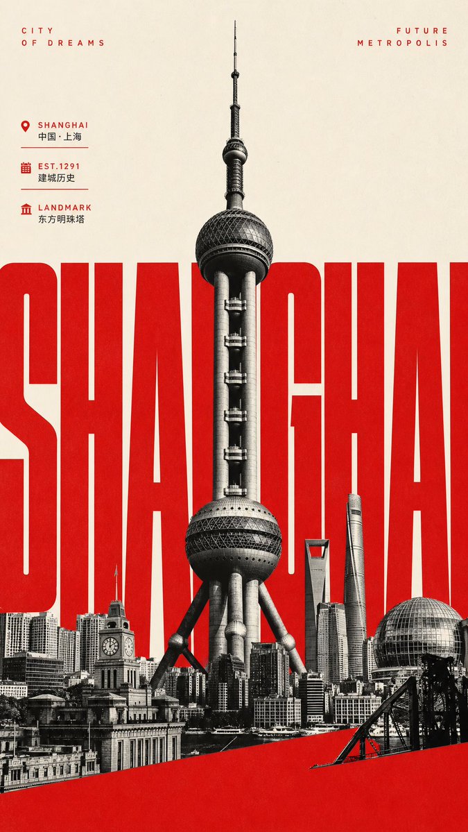 Giant Typography Shanghai Travel Poster