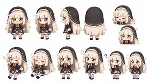 Halloween Nun Chibi Character Sheet AI template preview