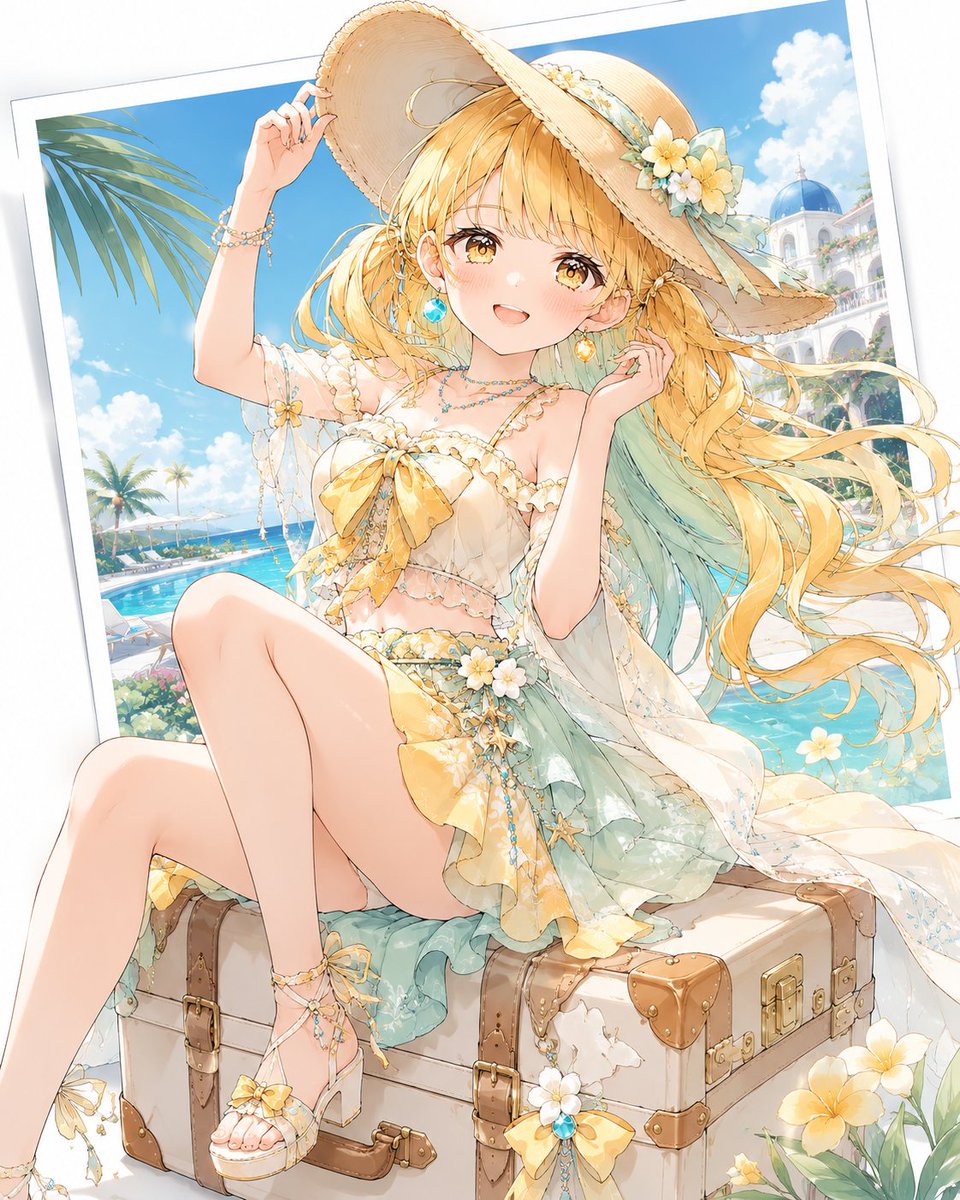Anime Girl Summer Resort Poster