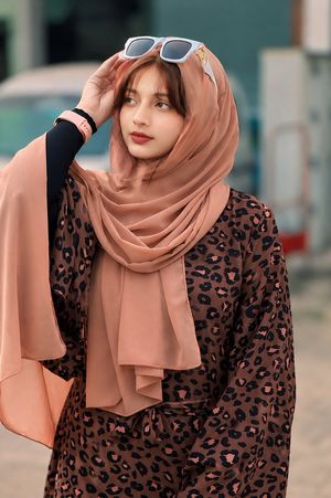 South Asian Woman Urban Fashion Portrait — Ultra-realistic DSLR portrait of a beautiful young South Asian woman wearing a {argument name="clothing color" defaul