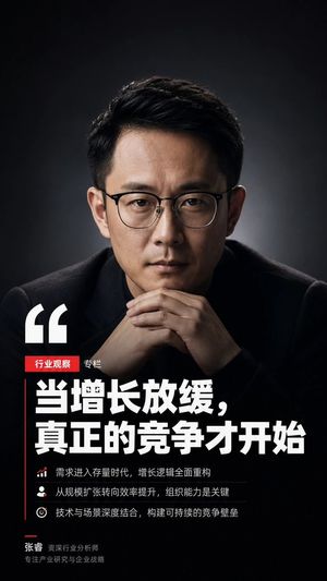 Dark Chinese Industry Quote Poster — Goal: Create a vertical Chinese business keynote quote poster featuring a serious industry expert po…