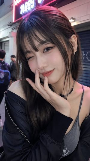 Neon Night Street Portrait AI image template preview