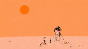 Minimal Orange Lin Daiyu Livestream Illustration AI image template preview