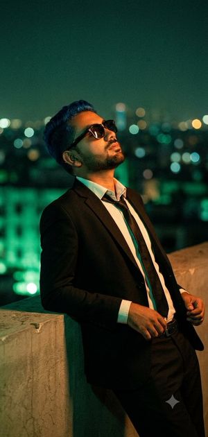 Cinematic Rooftop Urban Portrait AI image template preview