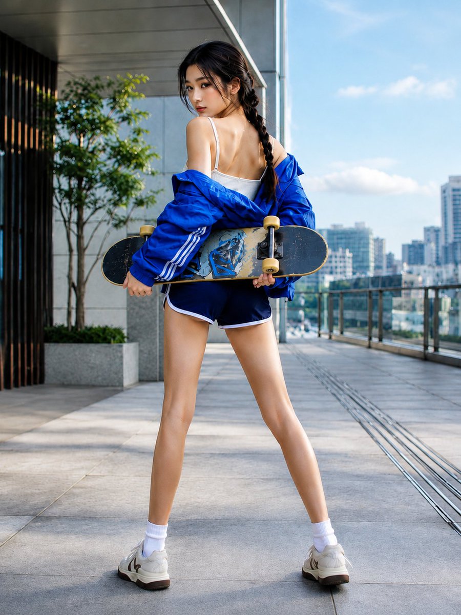Urban Skateboarding Fashion Portrait