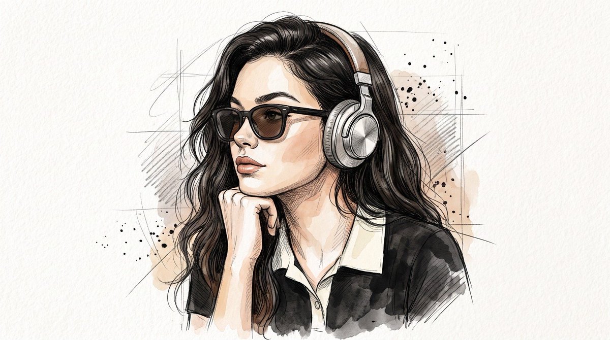 Minimal Hand-Drawn Sketch Watercolor Portrait