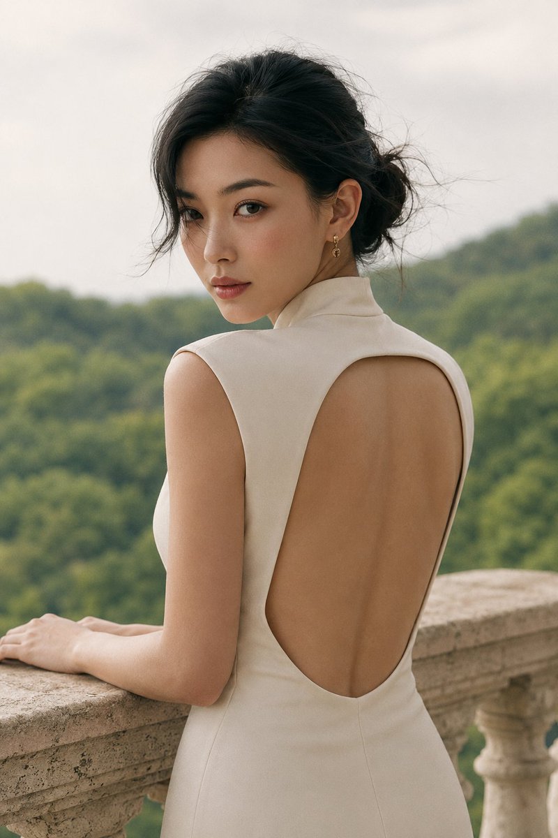 Elegant Backless Gown Portrait
