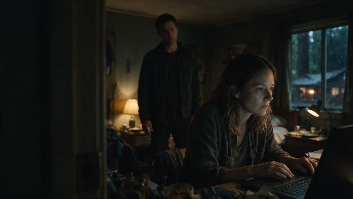 Moody Thriller Bedroom Laptop Scene