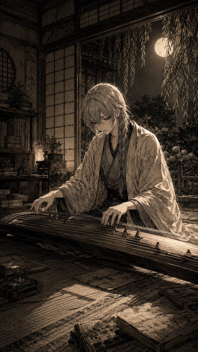 Moonlit Koto Player