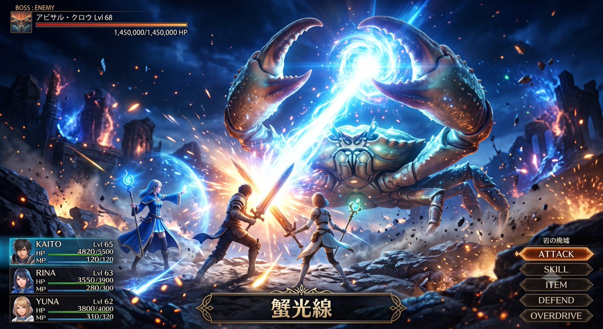 Fantasy Crab Boss Battle UI