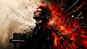 Explosive Classical Composer Artwork AI image template preview