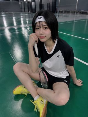 Realistic Japanese Badminton Selfie AI image template preview