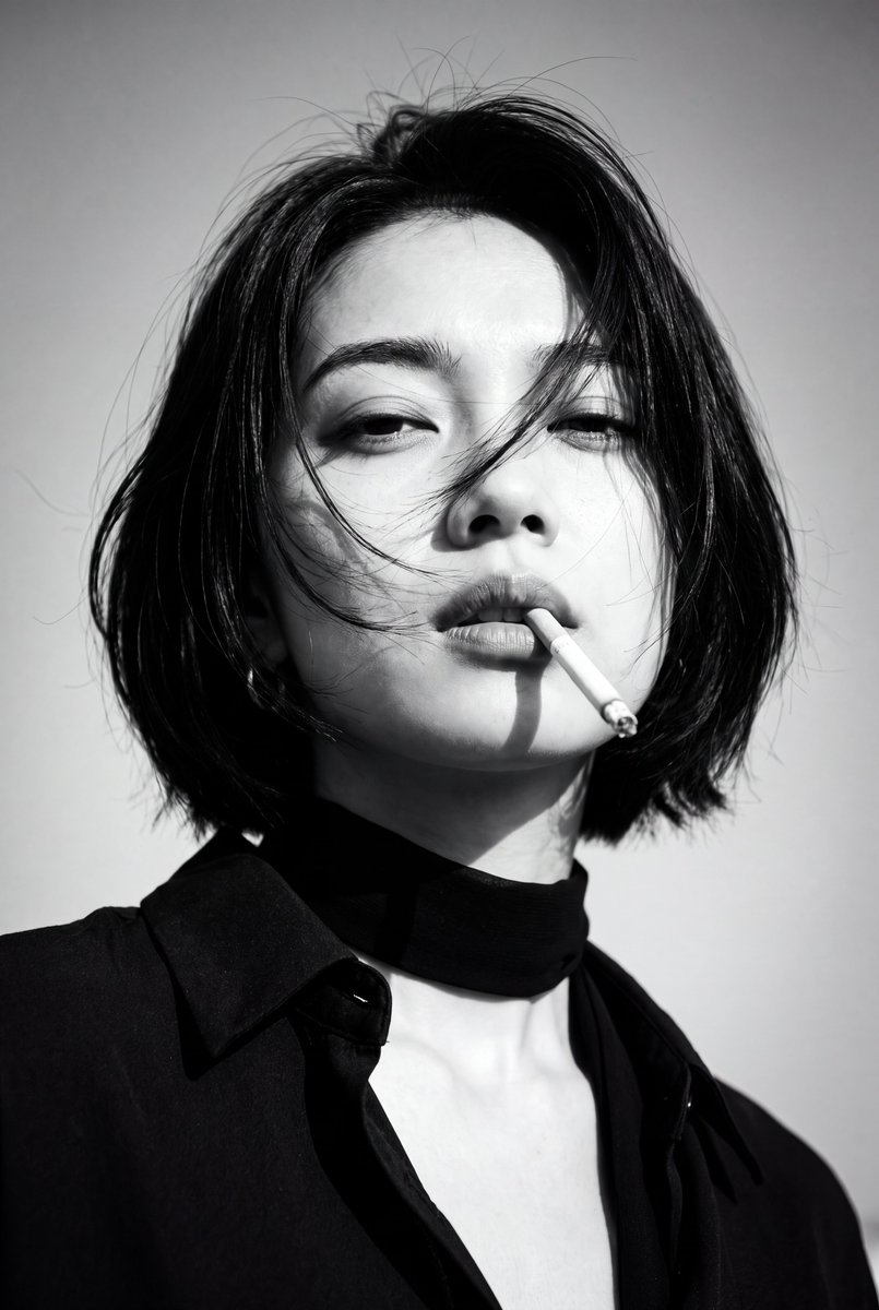 1970s Monochrome Windswept Portrait