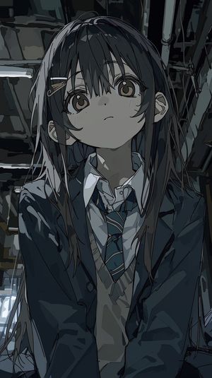 Moody Anime Schoolgirl Portrait AI image template preview