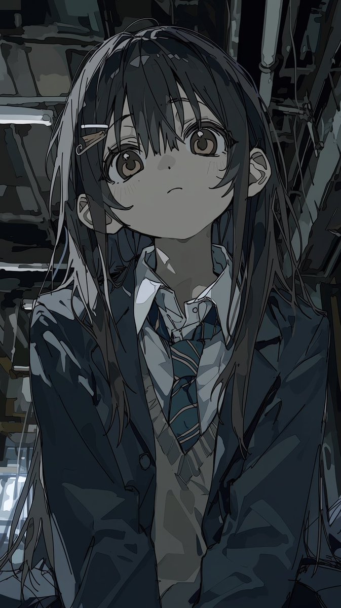 Moody Anime Schoolgirl Portrait