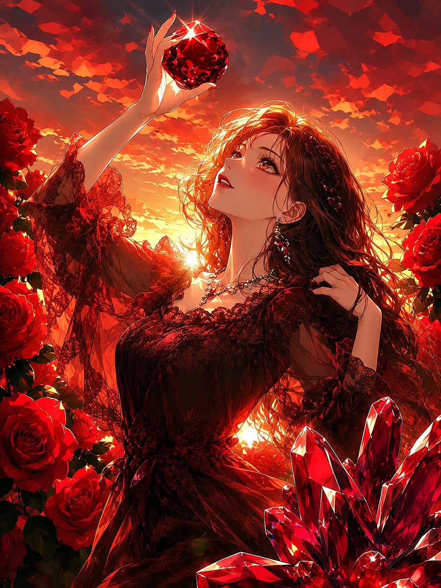 Ruby Sunset Rose Garden Portrait