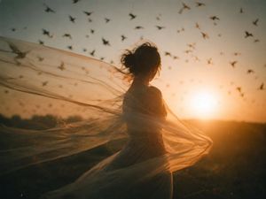 Dreamy Golden Hour Silhouette AI image template preview