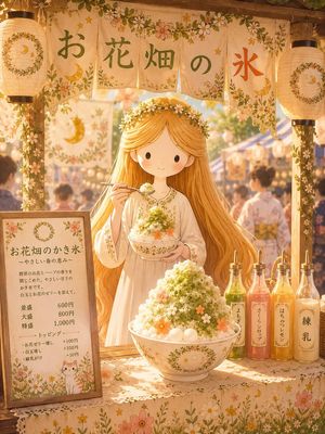 Japanese Festival Kakigori Stall AI image template preview