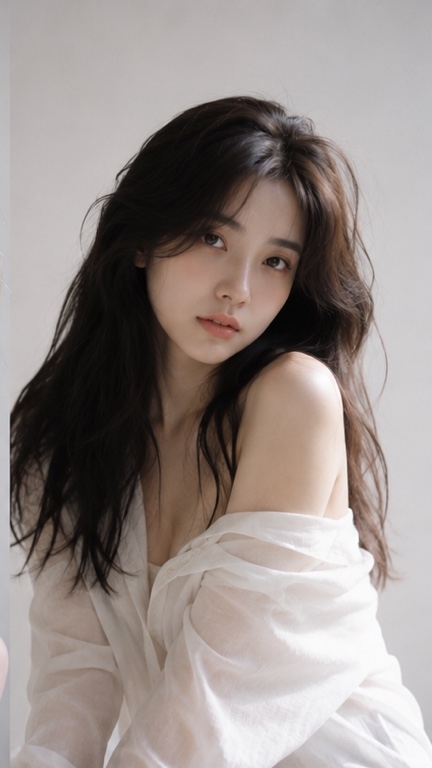 Minimalist White Studio Woman Portrait