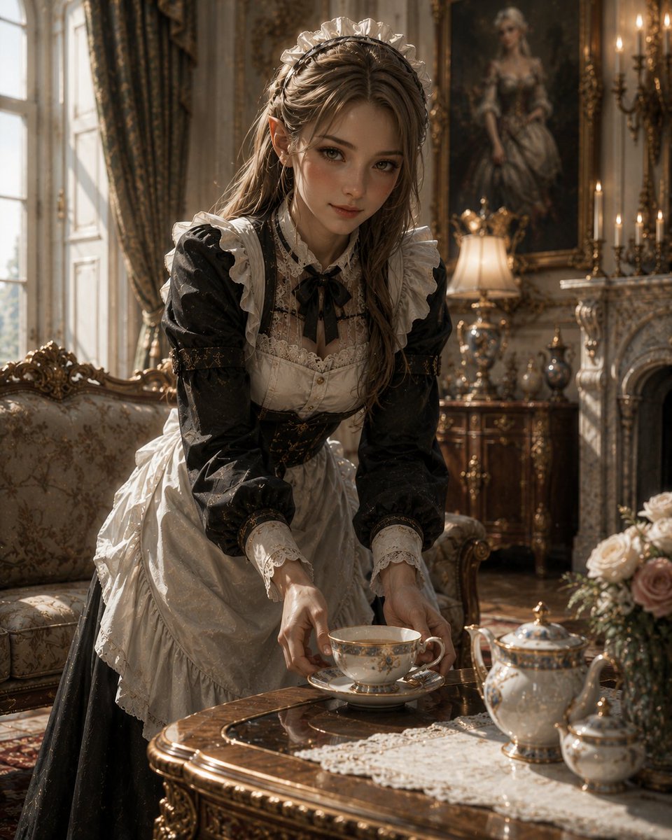 Half-Elf Maid Serving Tea