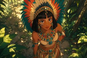 Classic Disney Style Tribal Portrait — A beautiful, hand-drawn 2D animated portrait in the {argument name="style" default="classic Disney style"}, capturing a {