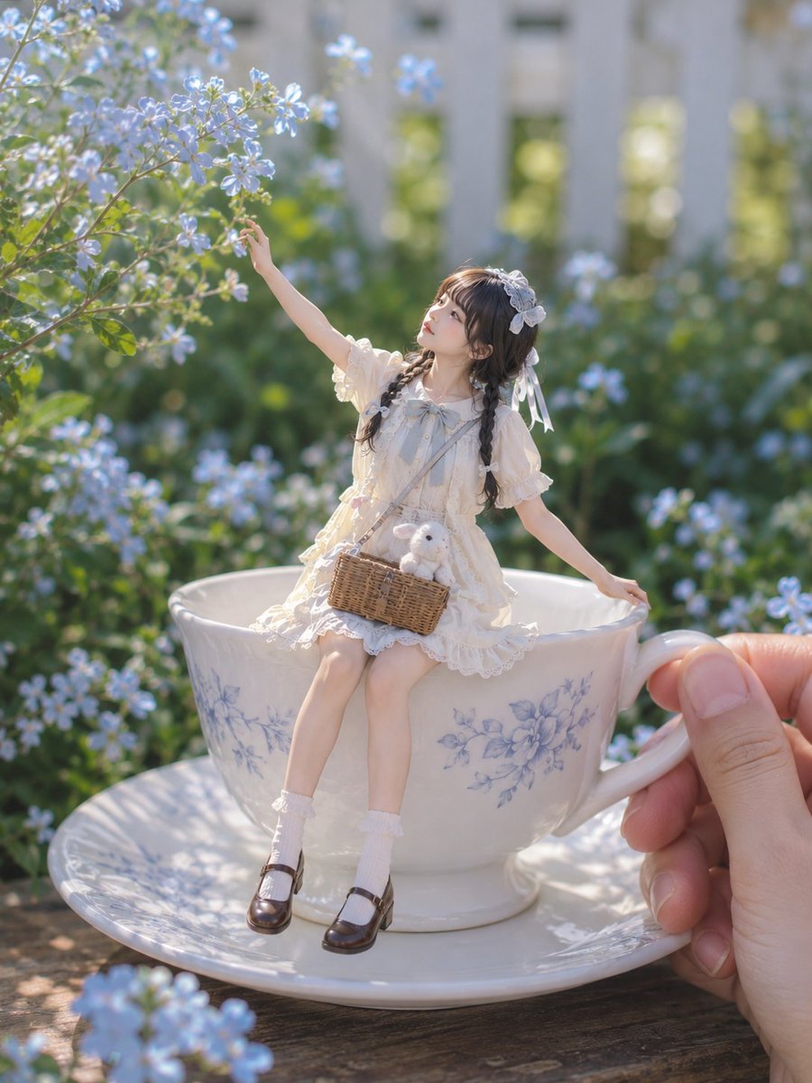 Miniature Woman on Tea Cup
