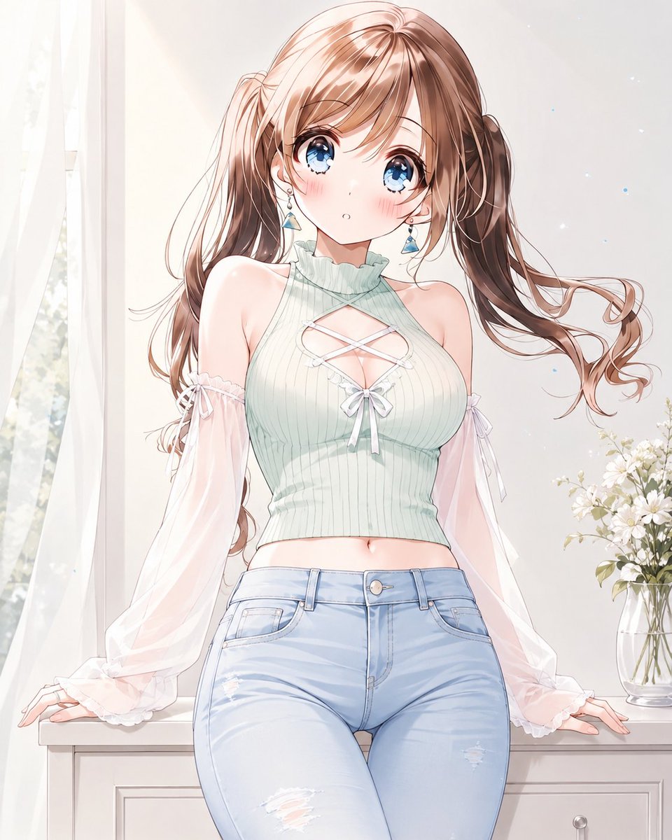 Anime Summer Lace-Up Knit Outfit