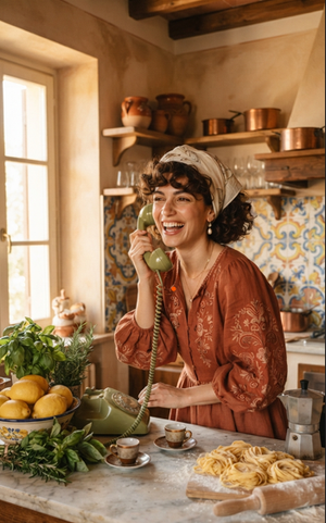 Italian Vintage Kitchen Portrait AI image template preview