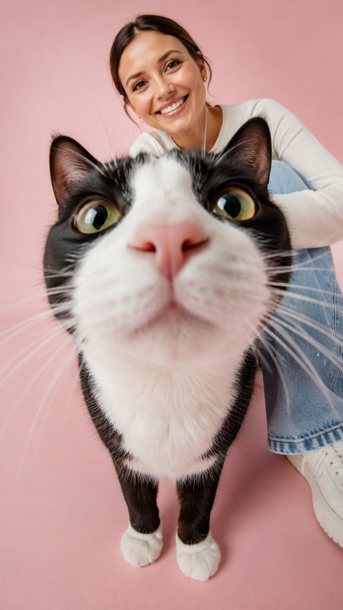 Extreme Close-up Cat Portrait with Person