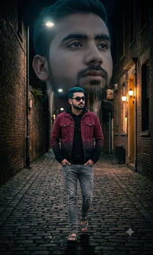 Double Exposure Poster Portrait — A Image cinematic 4K double-exposure style photo editing poster featuring a {argument name="subject" default="stylish young In