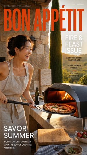 Outdoor Pizza Lifestyle Magazine Cover AI image template preview