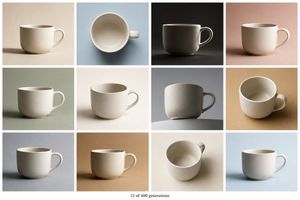12-Tile Ceramic Mug Contact Sheet — Create a clean contact-sheet collage showing exactly 12 photorealistic studio product photos of the…
