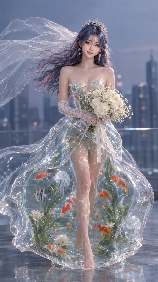Aquarium Wedding Gown Bride