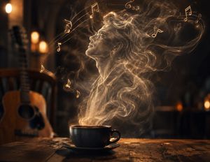 Cinematic Coffee Smoke Figure Art AI image template preview