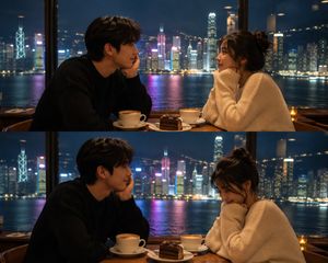 Intimate Evening Cafe Portrait AI image template preview