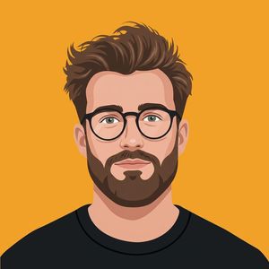 Modern Flat Illustration Avatar — A centered front-facing vector portrait of a person in a modern flat illustration style. Clean geometric shapes, smooth gradie