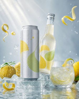 Luxury Citrus Sparkling Drink Advertisement — premium FMCG advertisement, original unbranded {argument name="drink type" default="yuzu sparkling d…