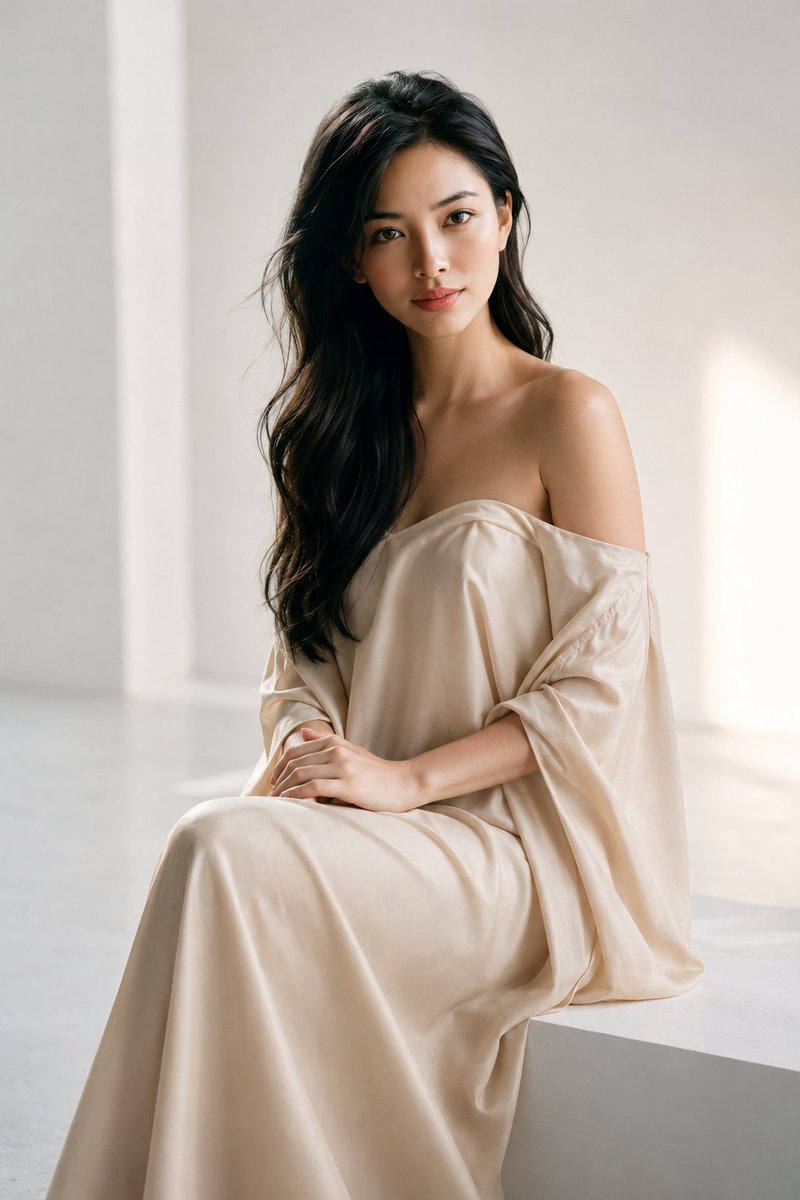 Elegant Silk Robe Editorial Portrait