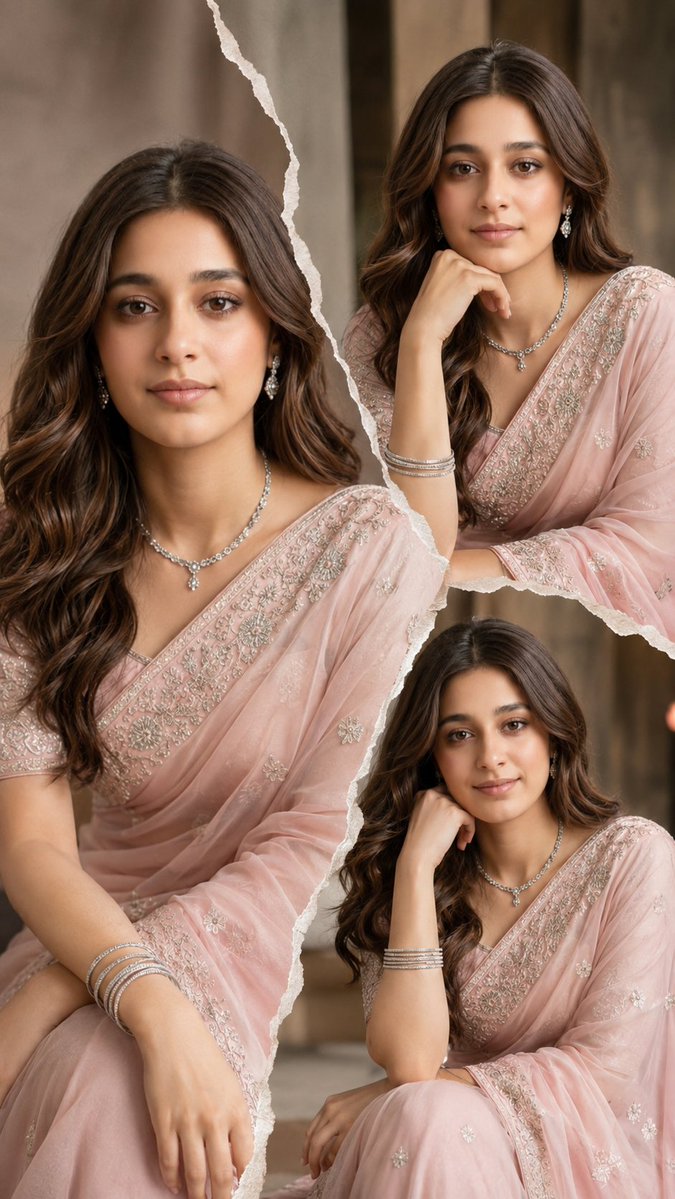 Torn Paper Saree Fashion Collage
