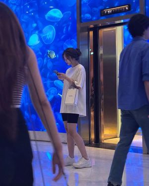 Candid Luxury Mall Aquarium Portrait AI image template preview
