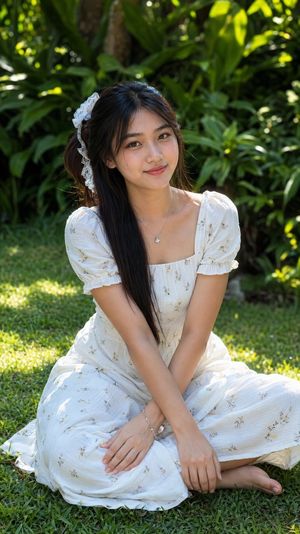 Burmese Woman in Sunlit Garden AI image template preview