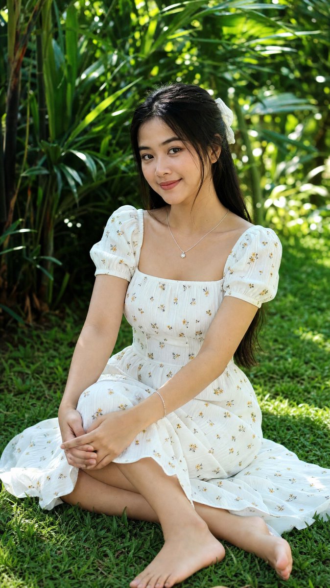 Burmese Woman in Sunlit Garden example 4